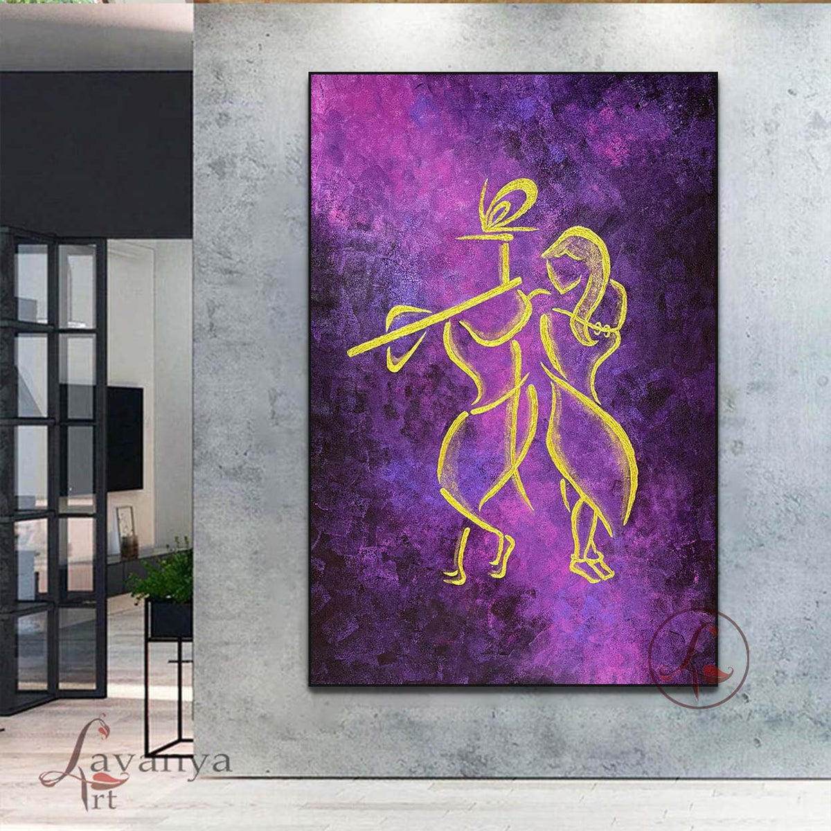 Luxury handmade Krishna painting designed for modern homes and premium interiors.