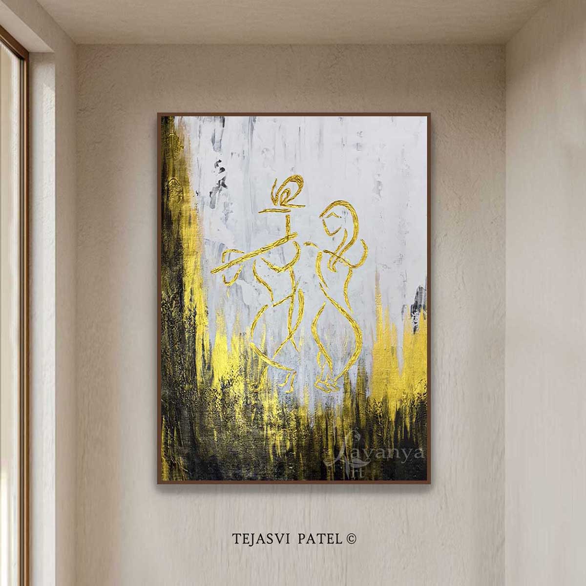 Luxury Radha Krishna wall art handmade for premium homes, villas, and offices.