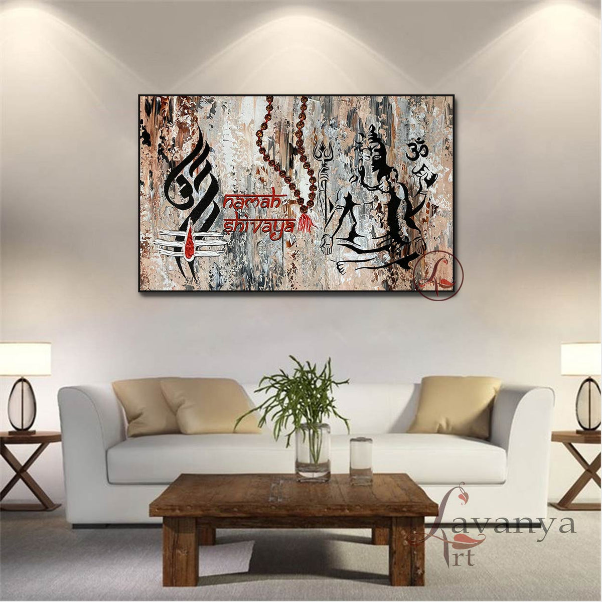 Original handmade Mahadev painting created with textured acrylic techniques by Tejasvi Patel.