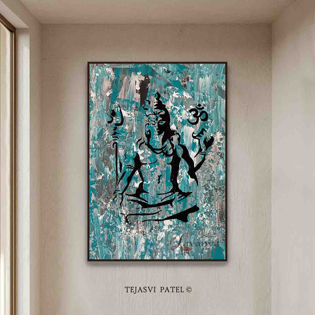 Elevate your space with original Lord Shiva painting by Tejasvi Patel. Lavanya Art Studio presents handcrafted Indian art with rich textured finishes.
