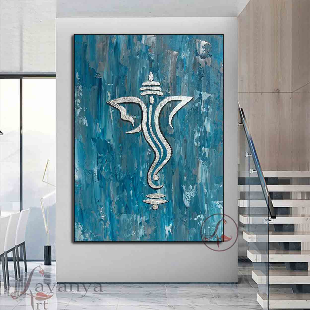 Ganapati Wall Decor | Modern Indian Abstract Painting