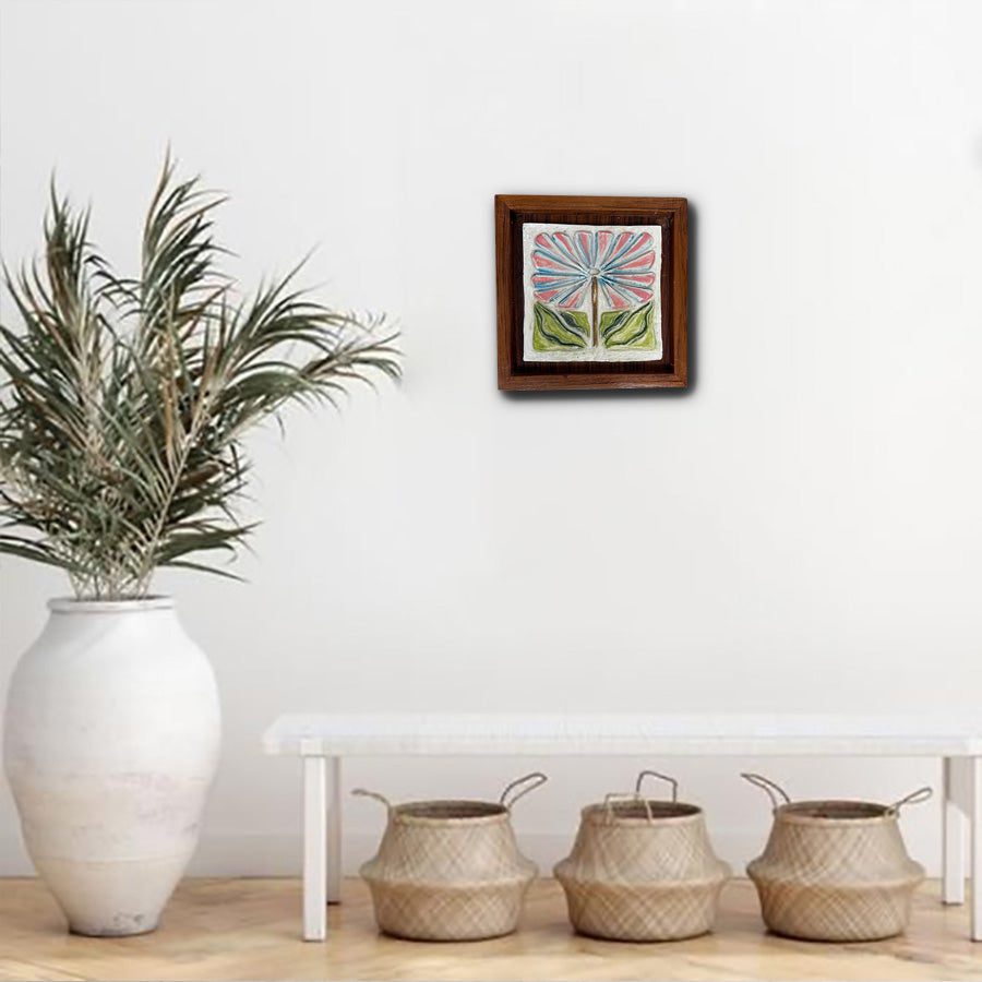 Ceramic Wall Sculpture | Handmade Tile Frame Rustic Decor
