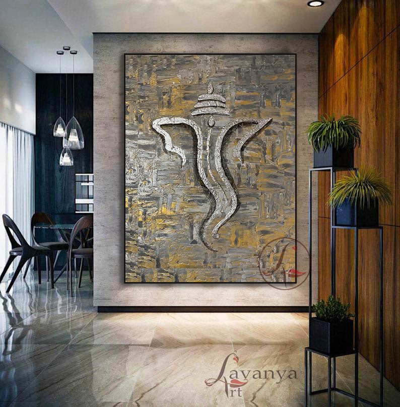 Textured Ganesha Painting | Handmade Indian Art