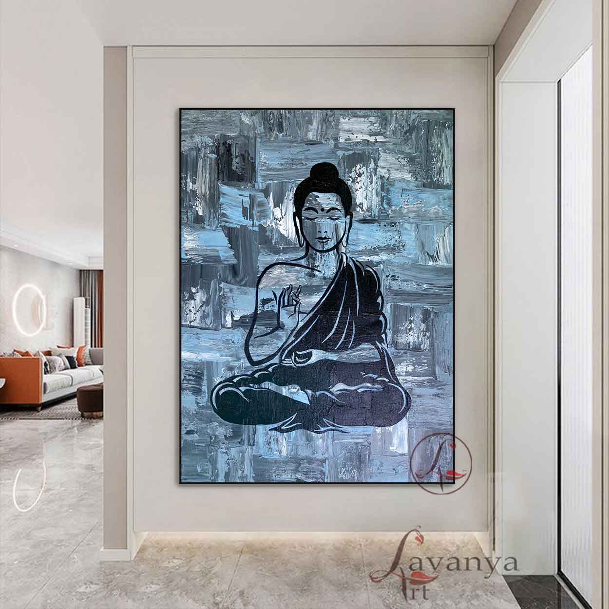 Discover exquisite Buddha Indian art by Tejasvi Patel of Lavanya Art Studio, perfect for luxurious contemporary interiors and mindful living spaces.