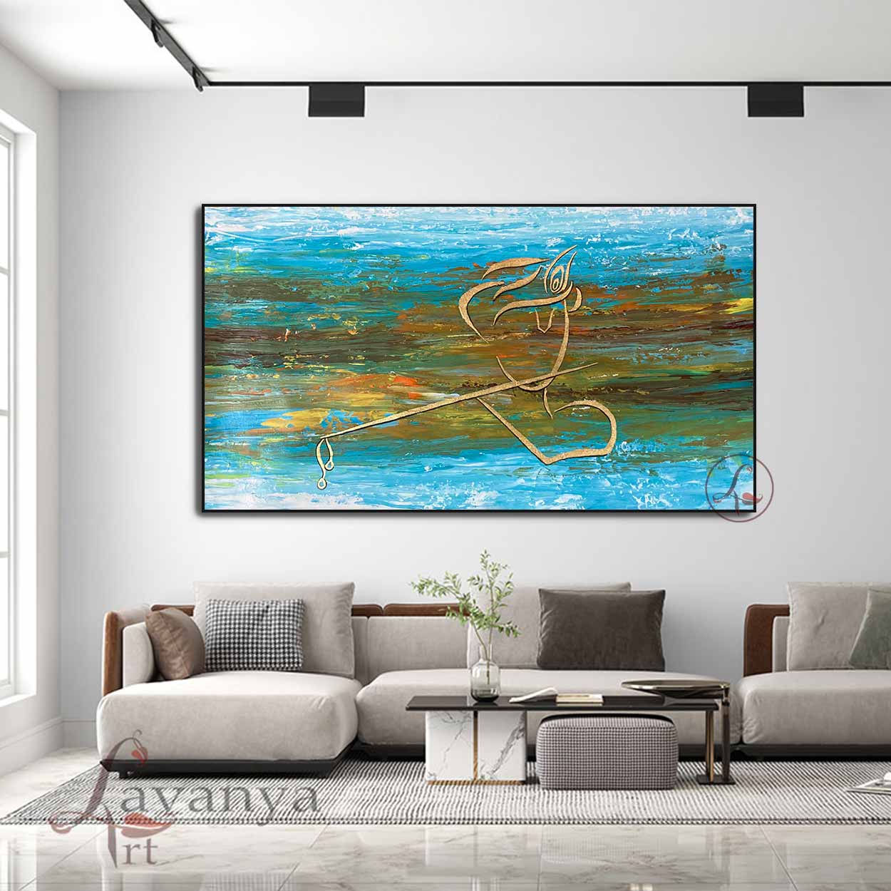 Palette knife Krishna painting with premium textures and contemporary elegance.