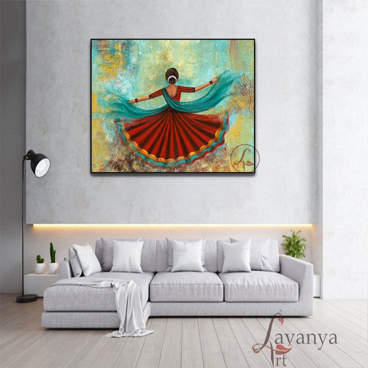 Add cultural elegance with Rajasthani Woman & Ghoomar Dance Wall Art by Tejasvi Patel. Handmade textured Indian canvas paintings from Lavanya Art Studio.