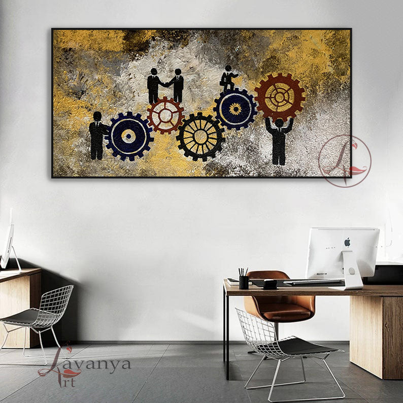 Abstract Teamwork Art | Modern Office Canvas Decor