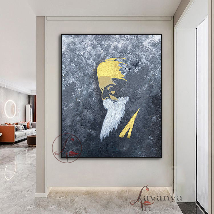 Guru Nanak Spiritual Art | Sikh Canvas Painting