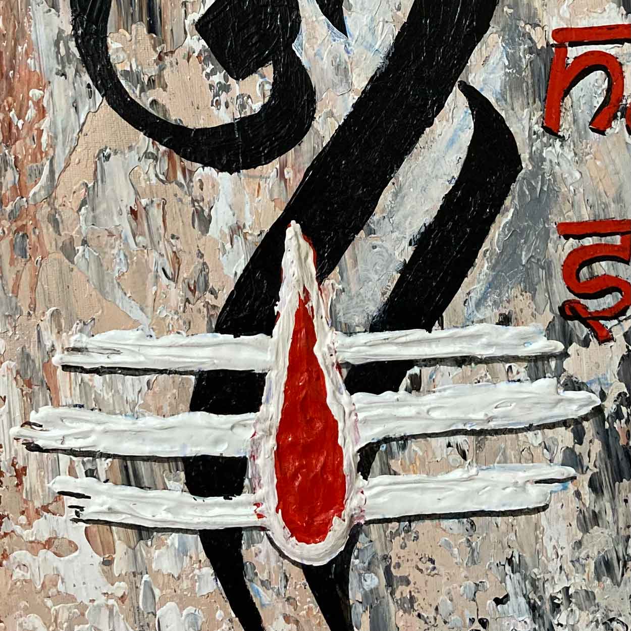 Handmade Shiva canvas painting featuring contemporary Indian art and rich textured details.