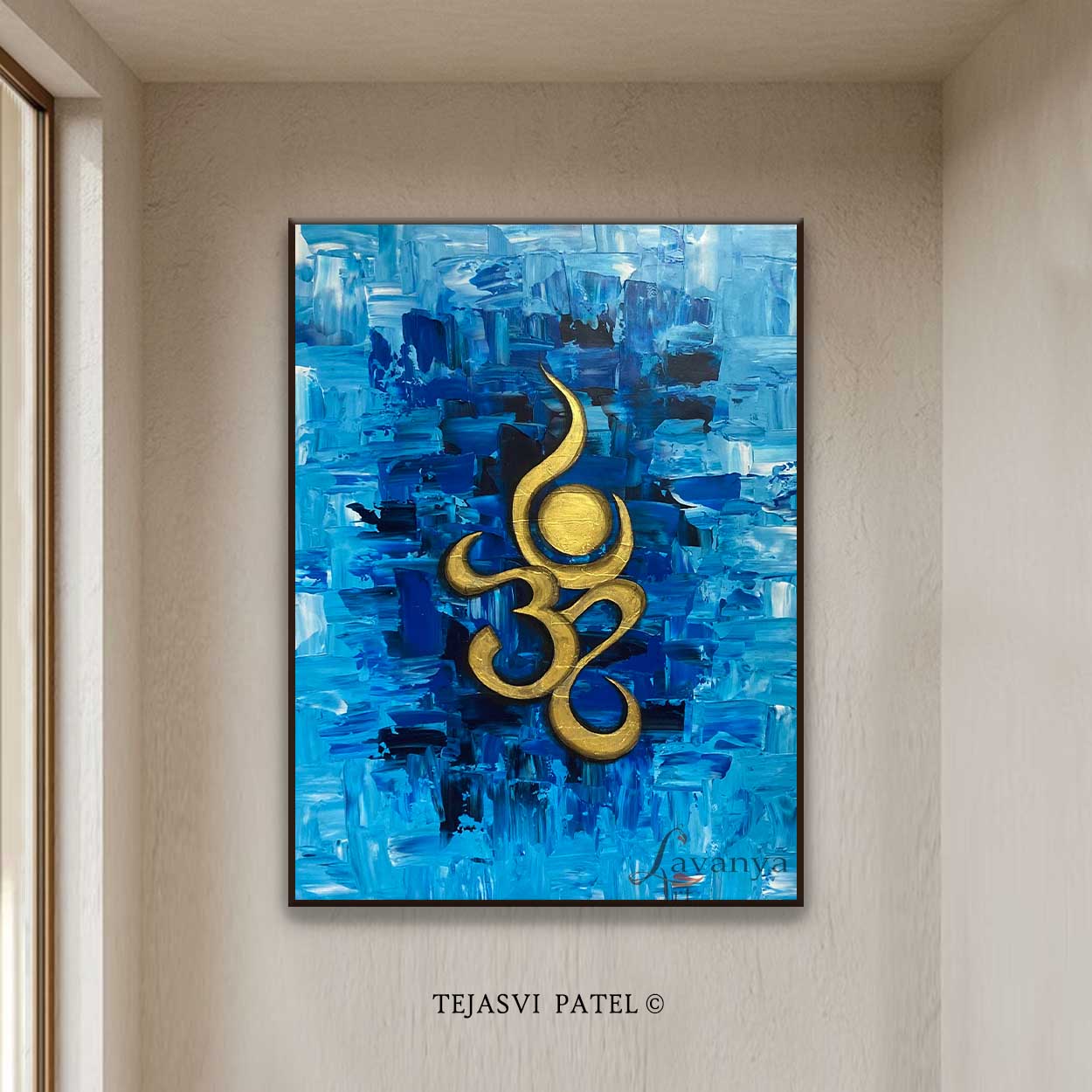 Abstract Om Wall Art | Handmade Indian Textured Canvas