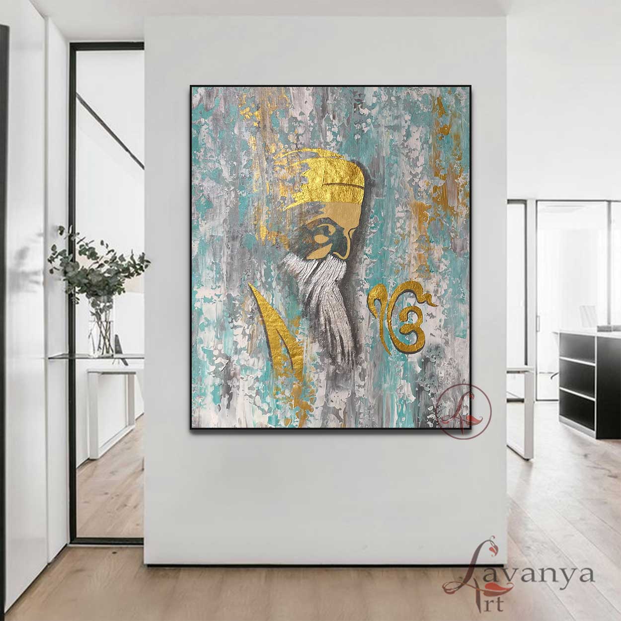 Abstract Sikh Canvas Art | Guru Nanak Painting