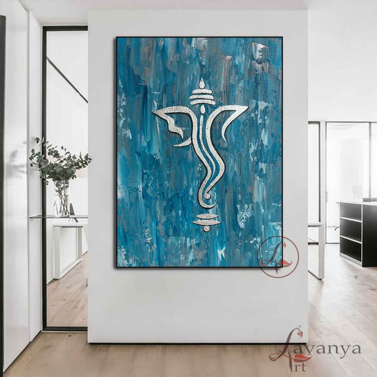 Ganapati Wall Decor | Modern Indian Abstract Painting