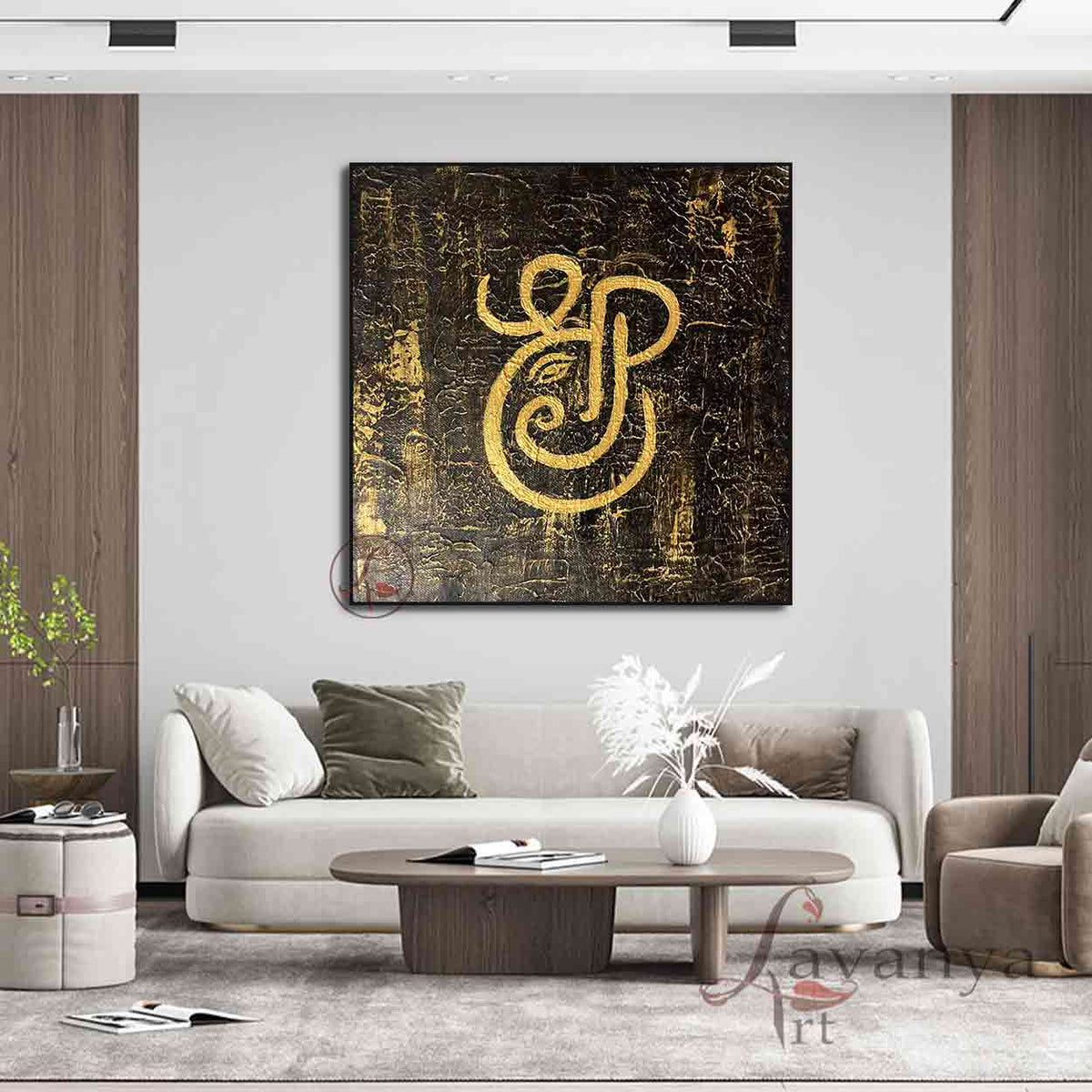 Spiritual Ganesha canvas painting symbolizing wisdom, prosperity, and positive energy.
