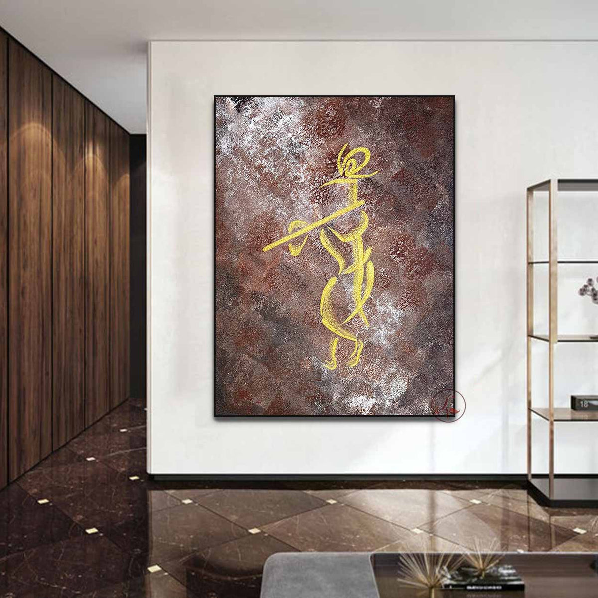 Spiritual Krishna painting symbolizing love, devotion, and divine grace.