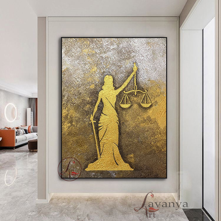 Lady Justice Gold Painting | Lawyer Office Wall Art