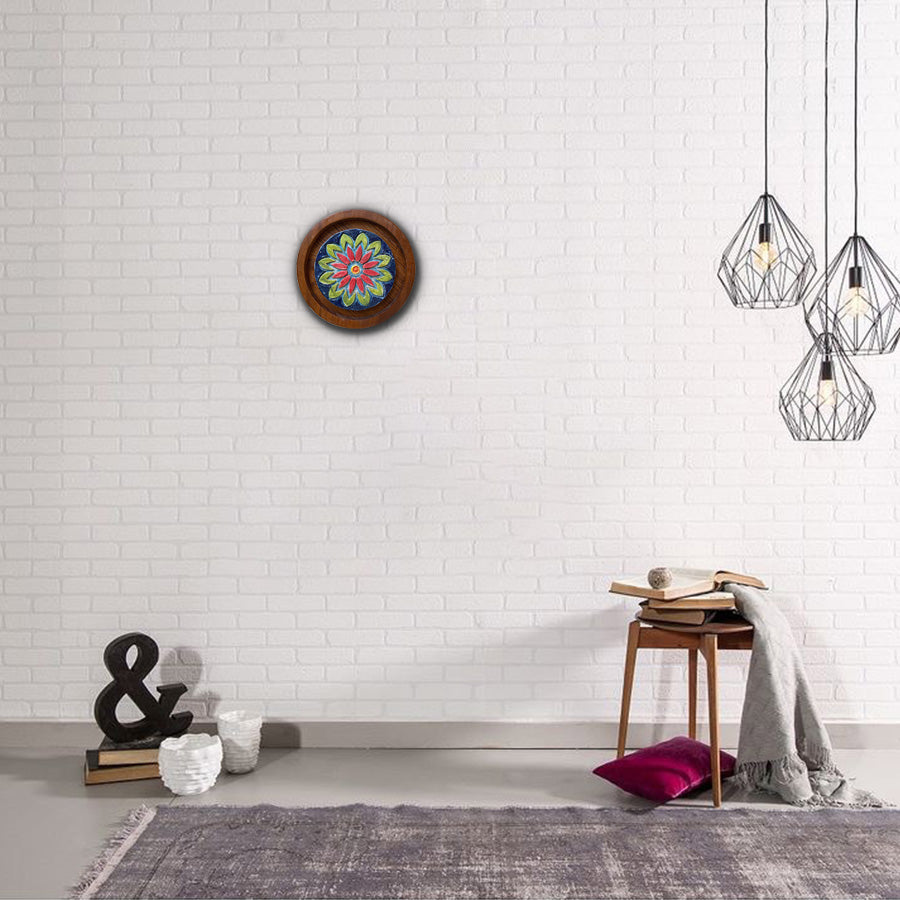 Handmade Ceramic Wall Art | Boho Tile Framed Decor Piece