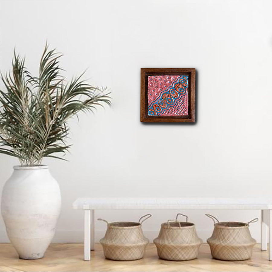 Handmade Tile Framed Ceramic Art | Boho Wall Hanging Decor