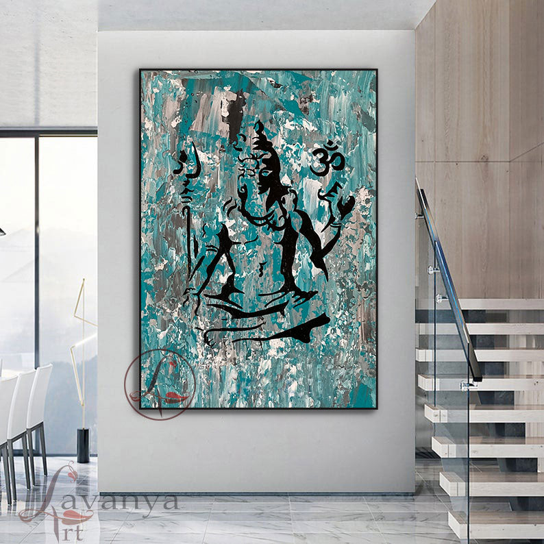 Abstract Shiva Canvas Art | Contemporary Hindu Wall Art Decor
