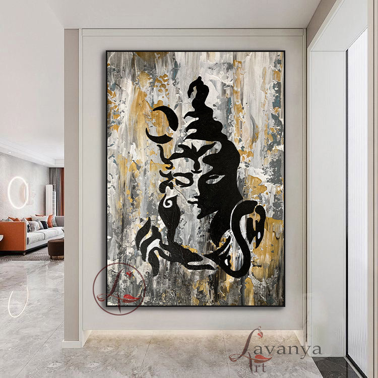 Abstract Shiva Painting | Modern Hindu Canvas Wall Art