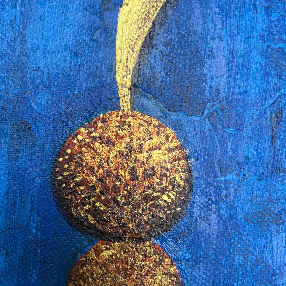 Abstract Om Painting | Handmade Textured Indian Art | Blue Gold
