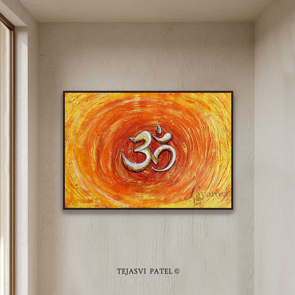 Abstract Om Wall Art | Handmade Indian Canvas Painting