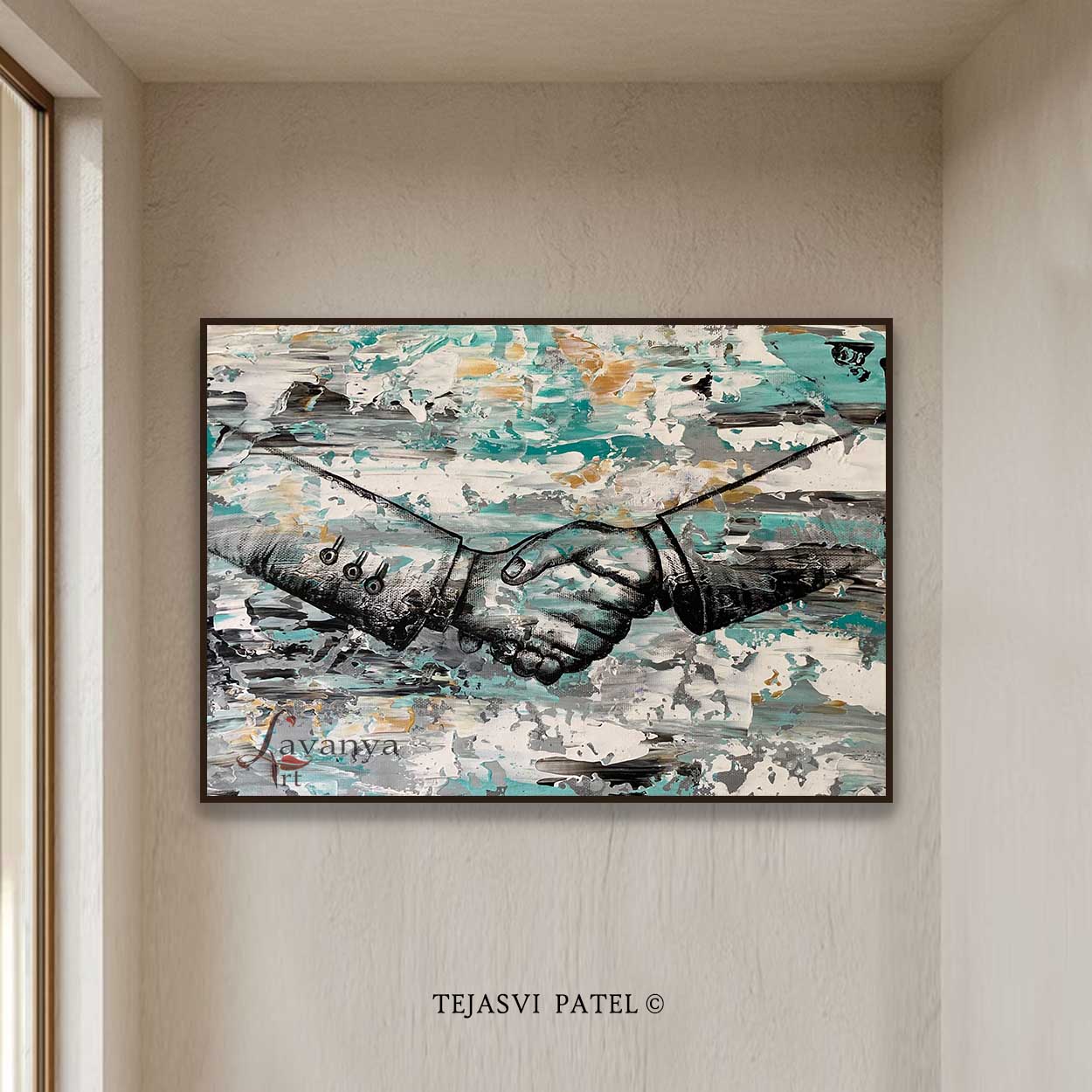 Handshake Painting | Abstract Office Canvas Wall Art