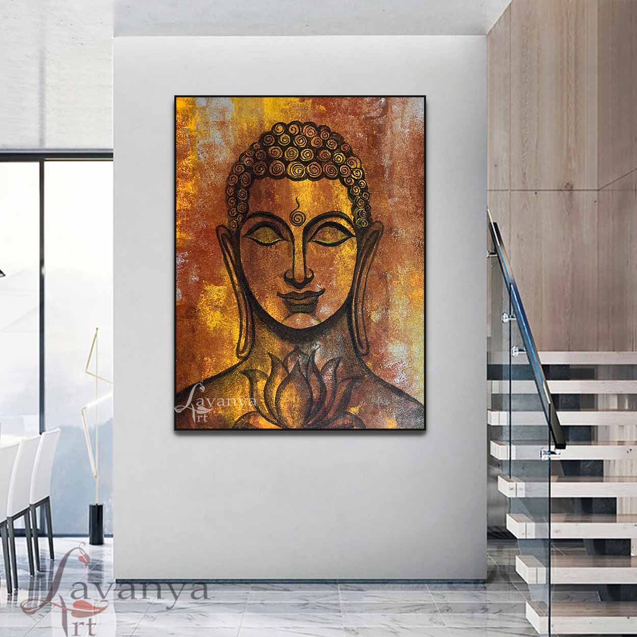 Abstract Buddha Canvas Painting | Textured Spiritual Wall Art