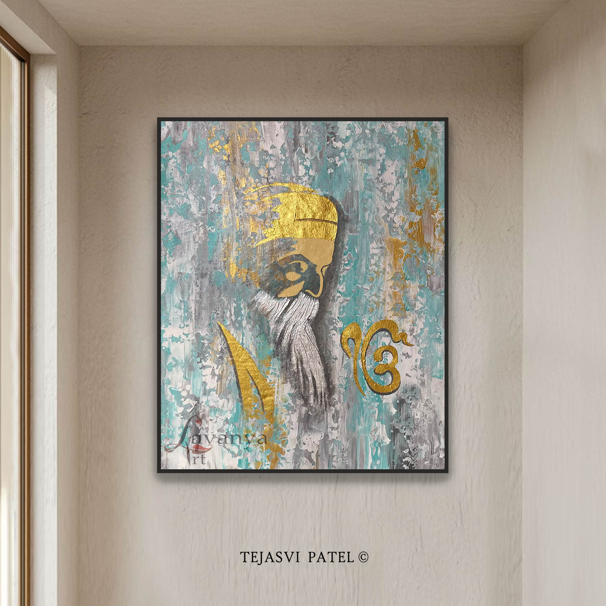 Abstract Sikh Canvas Art | Guru Nanak Painting