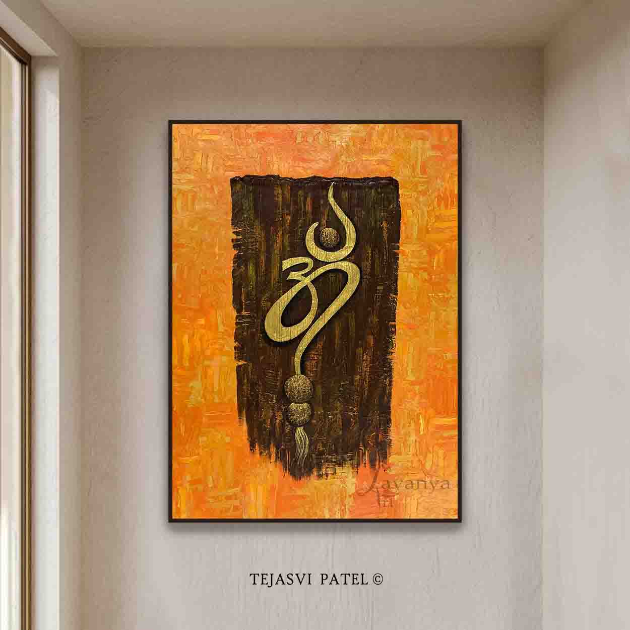 Abstract Om Painting | Handmade Textured Indian Wall Art
