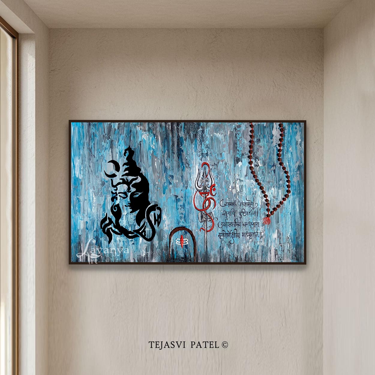 Abstract Shiva Wall Decor | Handmade Indian Canvas Painting