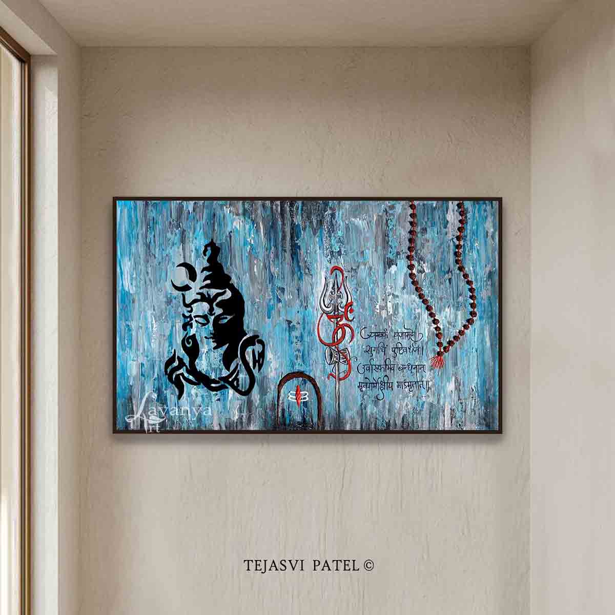 Abstract Shiva Wall Decor | Handmade Indian Canvas Painting