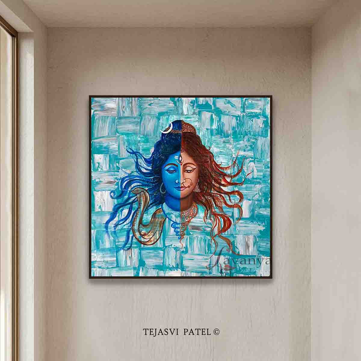Original Ardhanarishwar Painting | Handmade Shiva Parvati Canvas Art by Tejasvi Patel