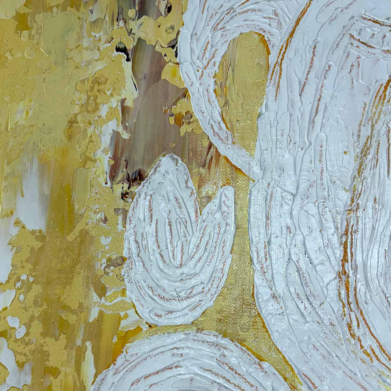 Abstract Ganesha Canvas Painting | white Yellow Indian Art