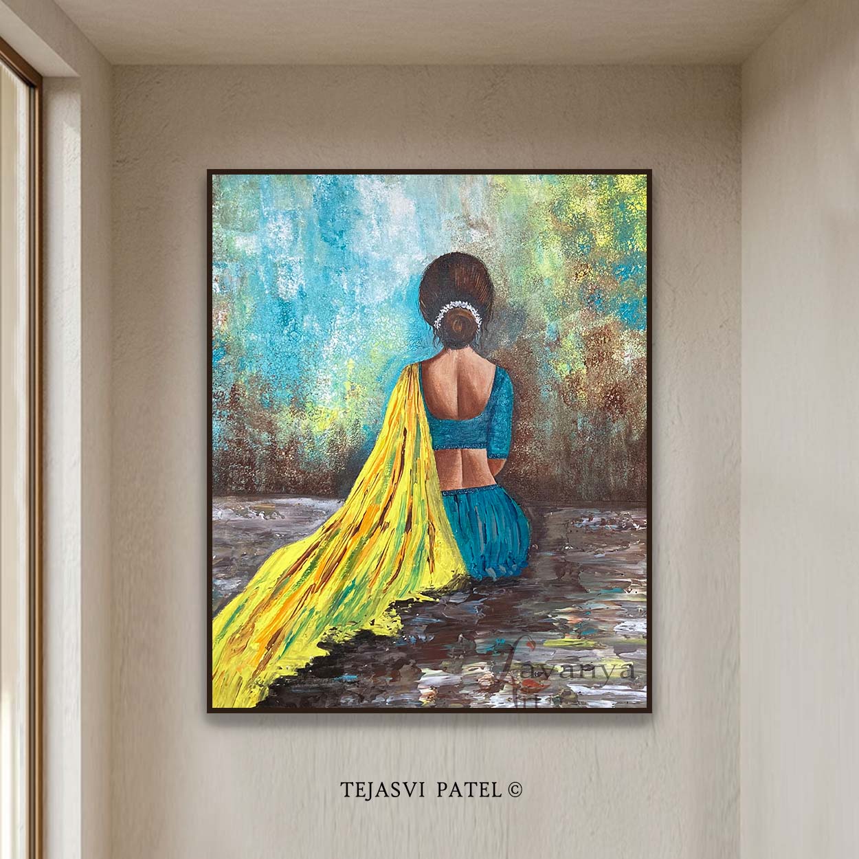 Indian Woman Art | Textured Acrylic Canvas Painting