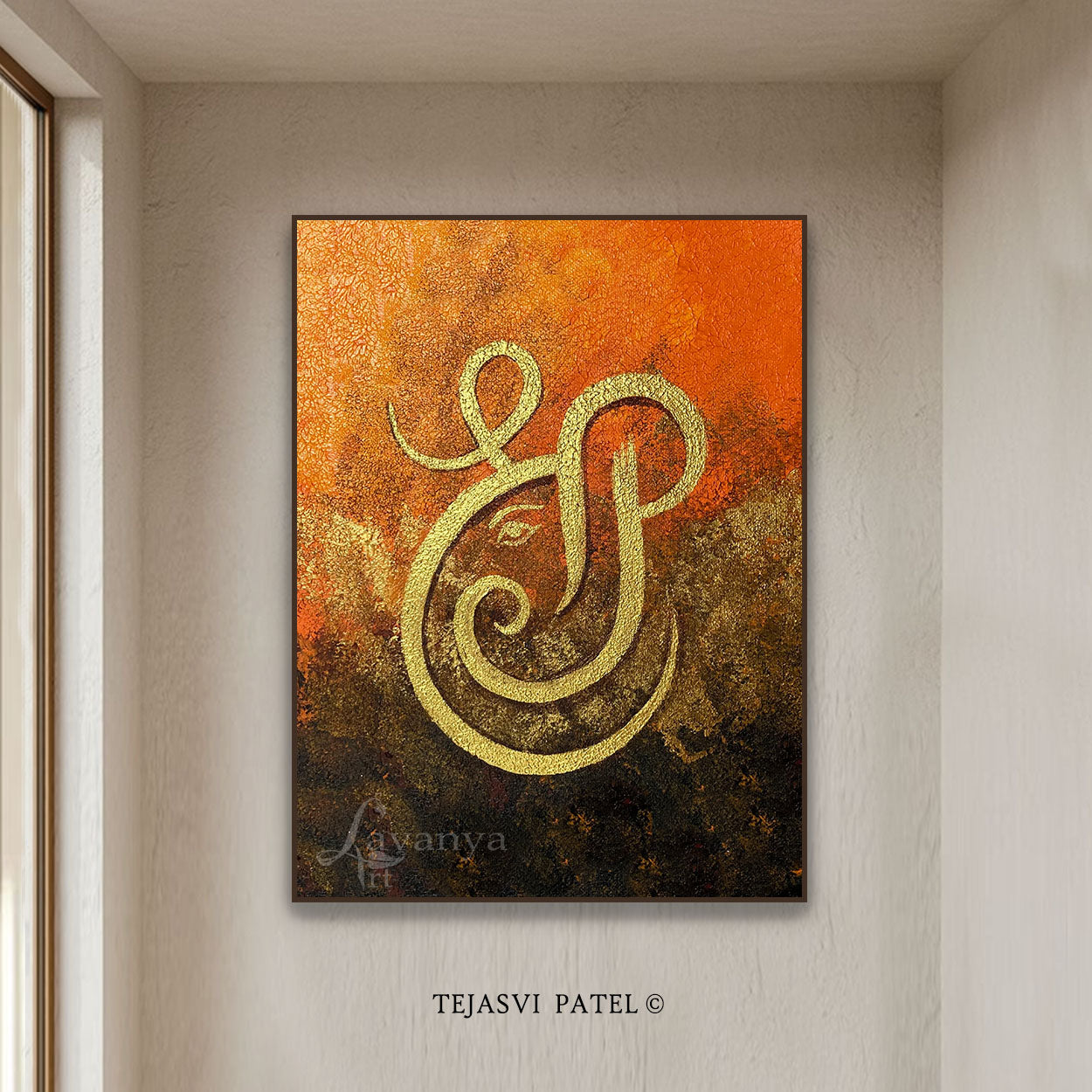 Minimalist Ganapati Art | Modern Indian Canvas Painting