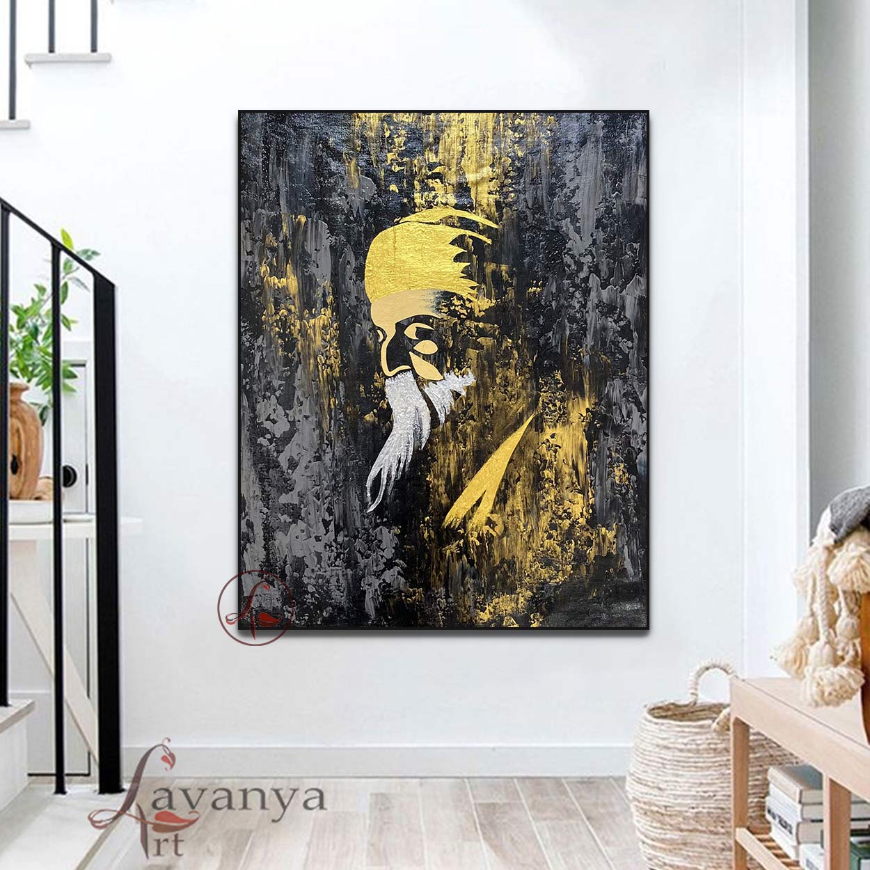 Guru Nanak Spiritual Art | Sikh Canvas Painting