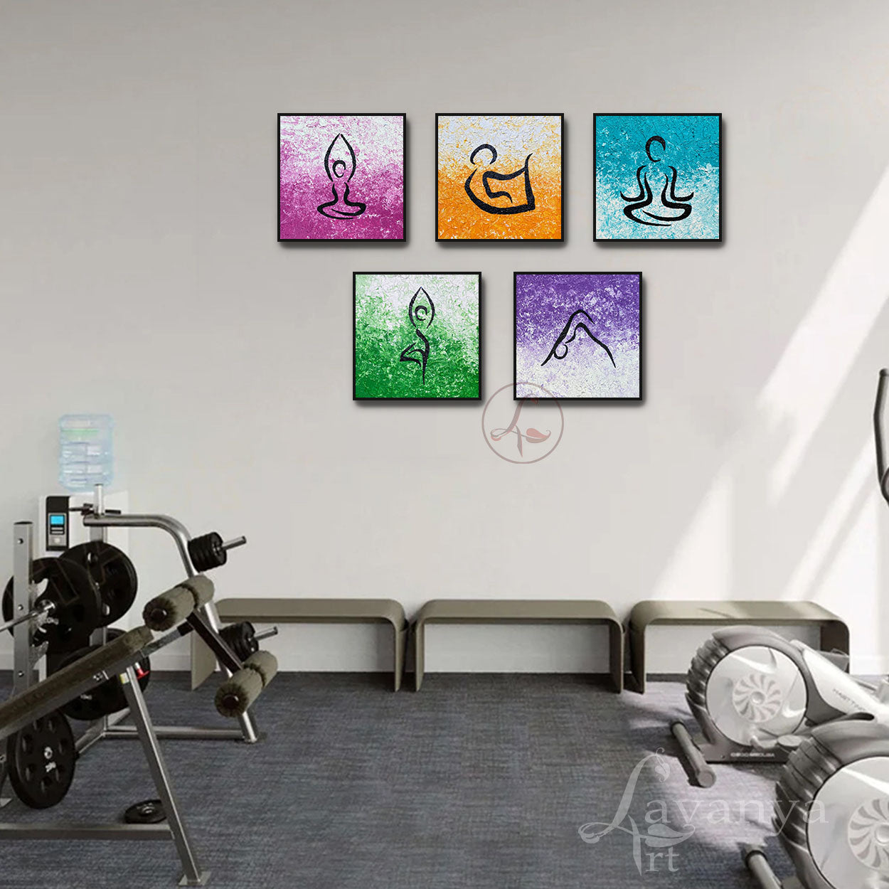 Yoga Pose Canvas Art Set | Meditation Studio Wall Decor