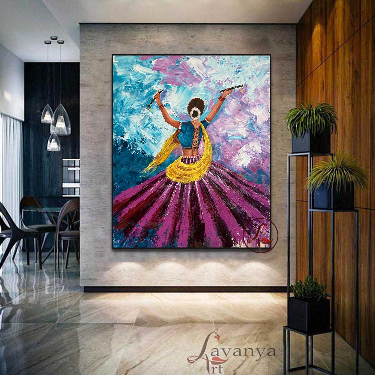 Ghoomar Dance Art | Indian Woman Canvas Wall Decor
