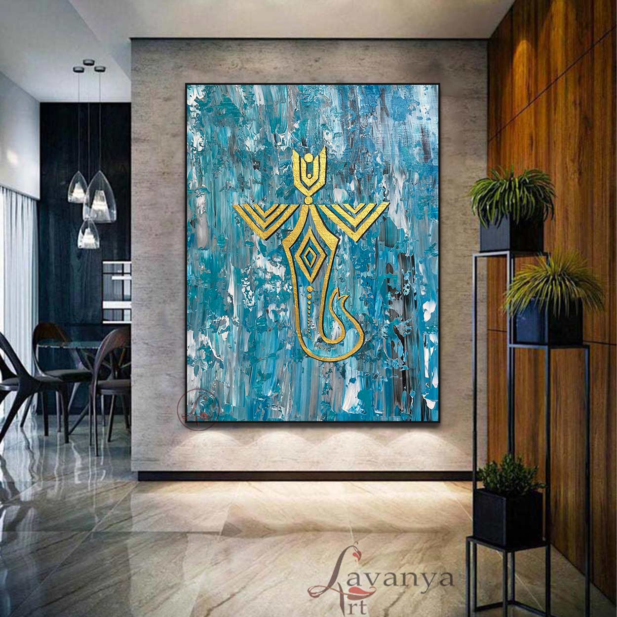 Abstract Ganesha Art | Modern Indian Minimalist Painting
