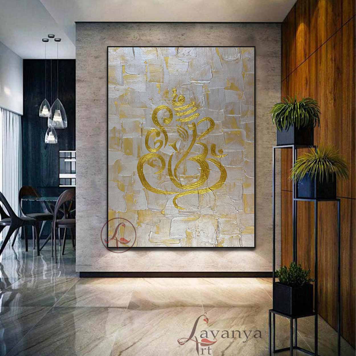 Ganapati Painting | Minimalist Abstract Indian Wall Art