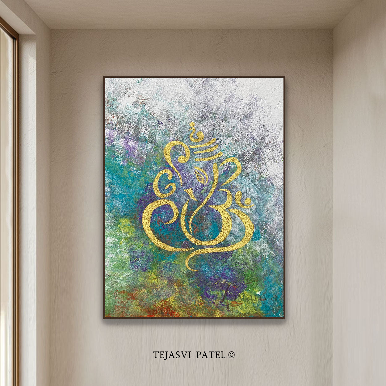 Abstract Ganapati Canvas Art | Minimalist Indian Wall Art
