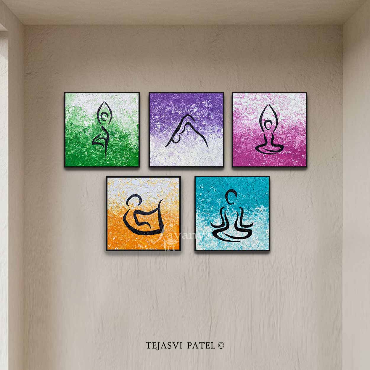 Yoga Pose Canvas Art Set | Meditation Studio Wall Decor