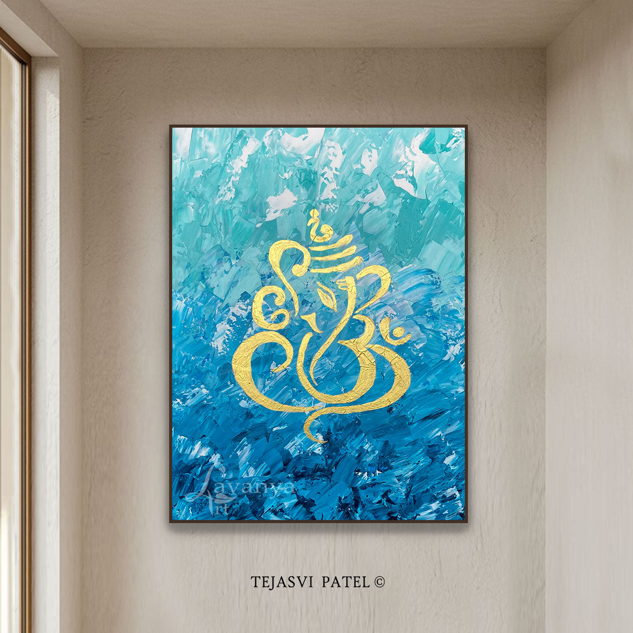 Handmade Ganesha Painting | Abstract Indian Canvas Art
