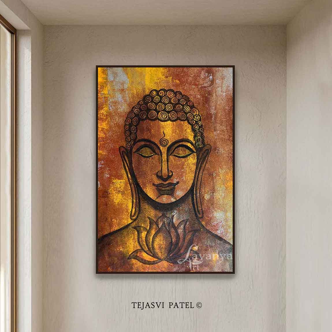 Abstract Buddha Canvas Painting | Textured Spiritual Wall Art