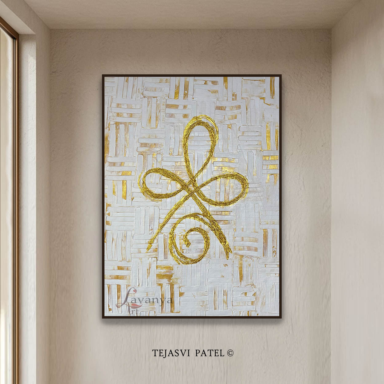 Unconditional Love Symbol | White Gold Abstract Canvas Art