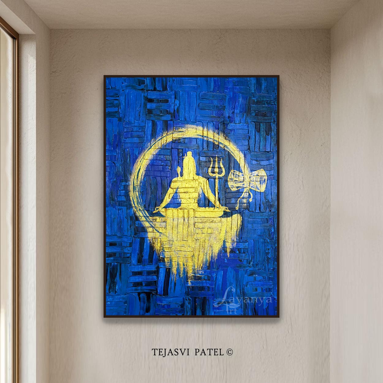 Textured Shiva Painting | Modern Hindu Abstract Canvas Wall Art