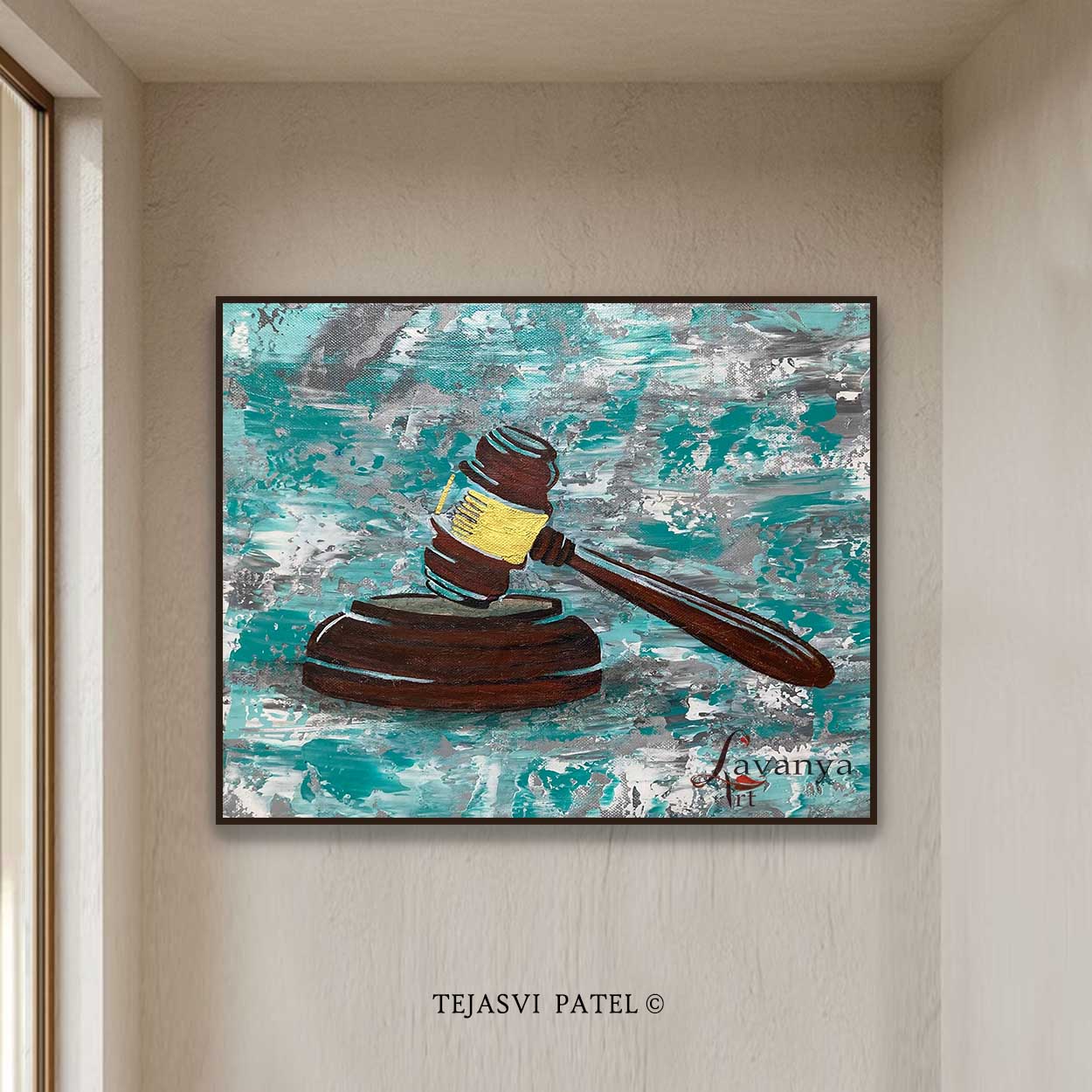 Gavel Acrylic Painting | Abstract Lawyer Office Art