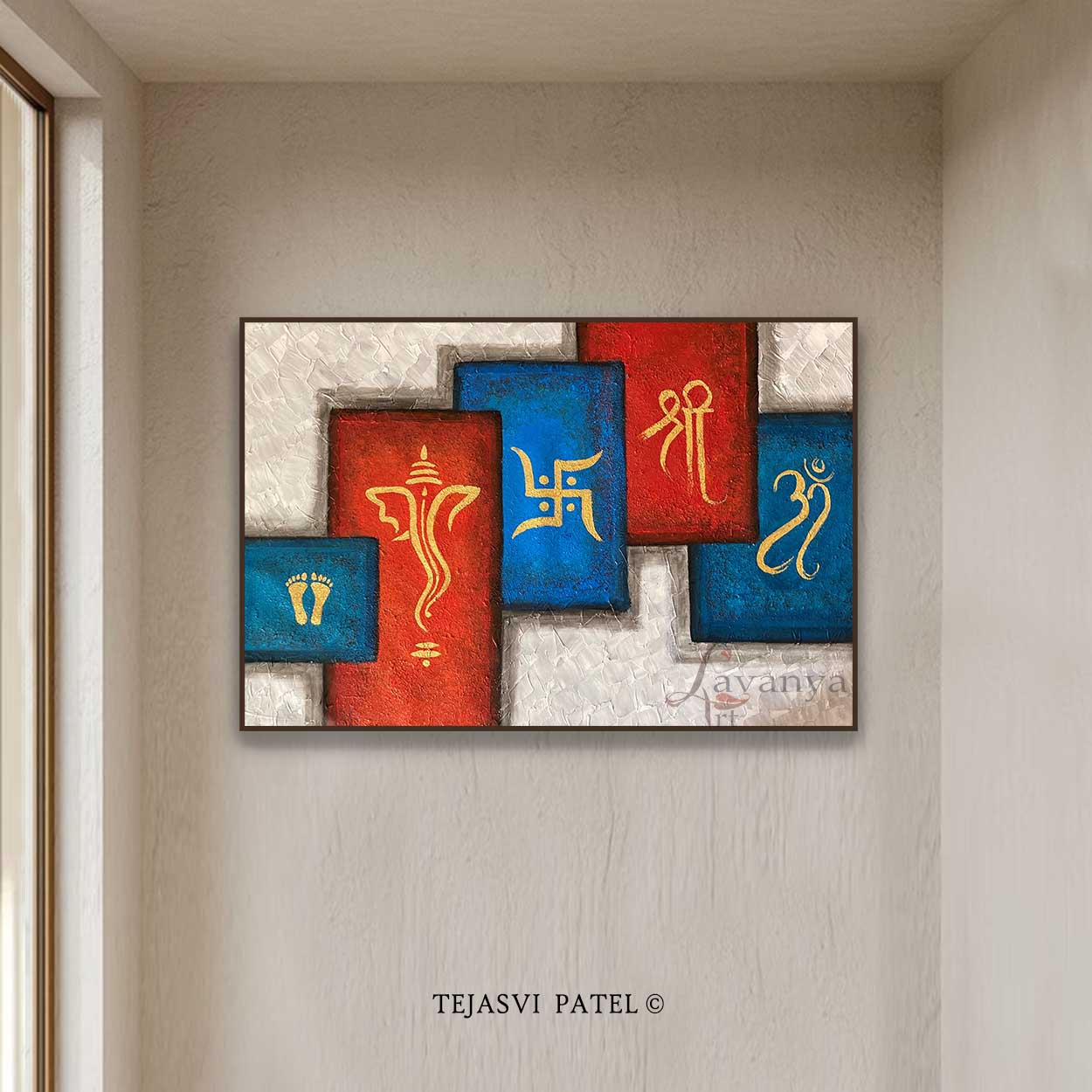 Abstract Ganesha Canvas Art | Handmade Indian Decor