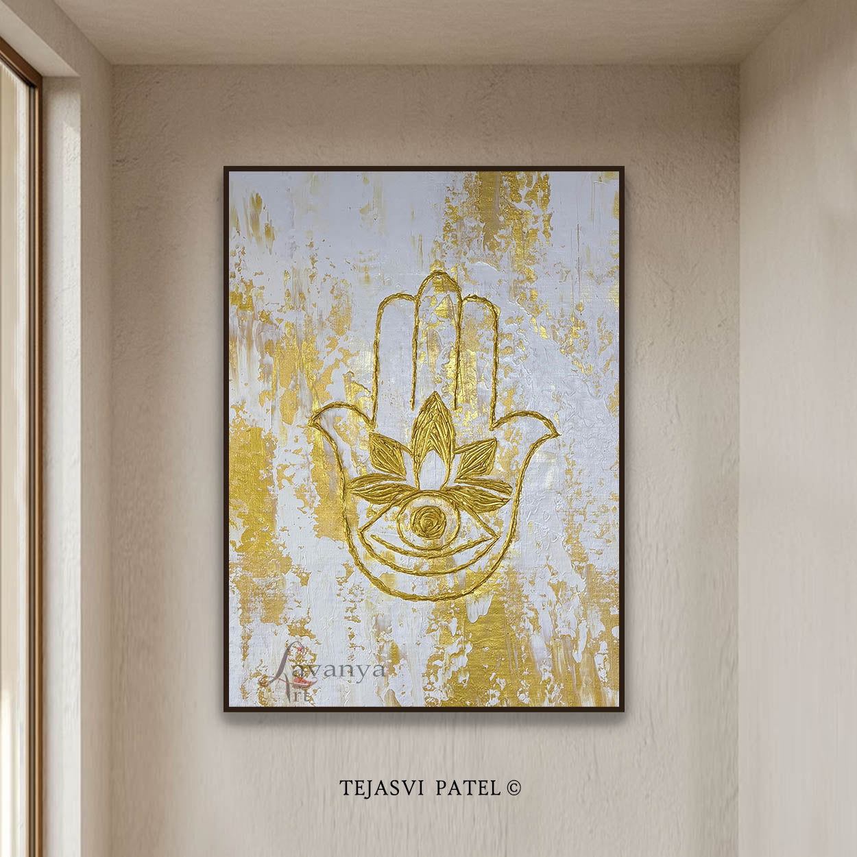 Hamsa Amulet Canvas Art | Judaica Spiritual Wall Decor