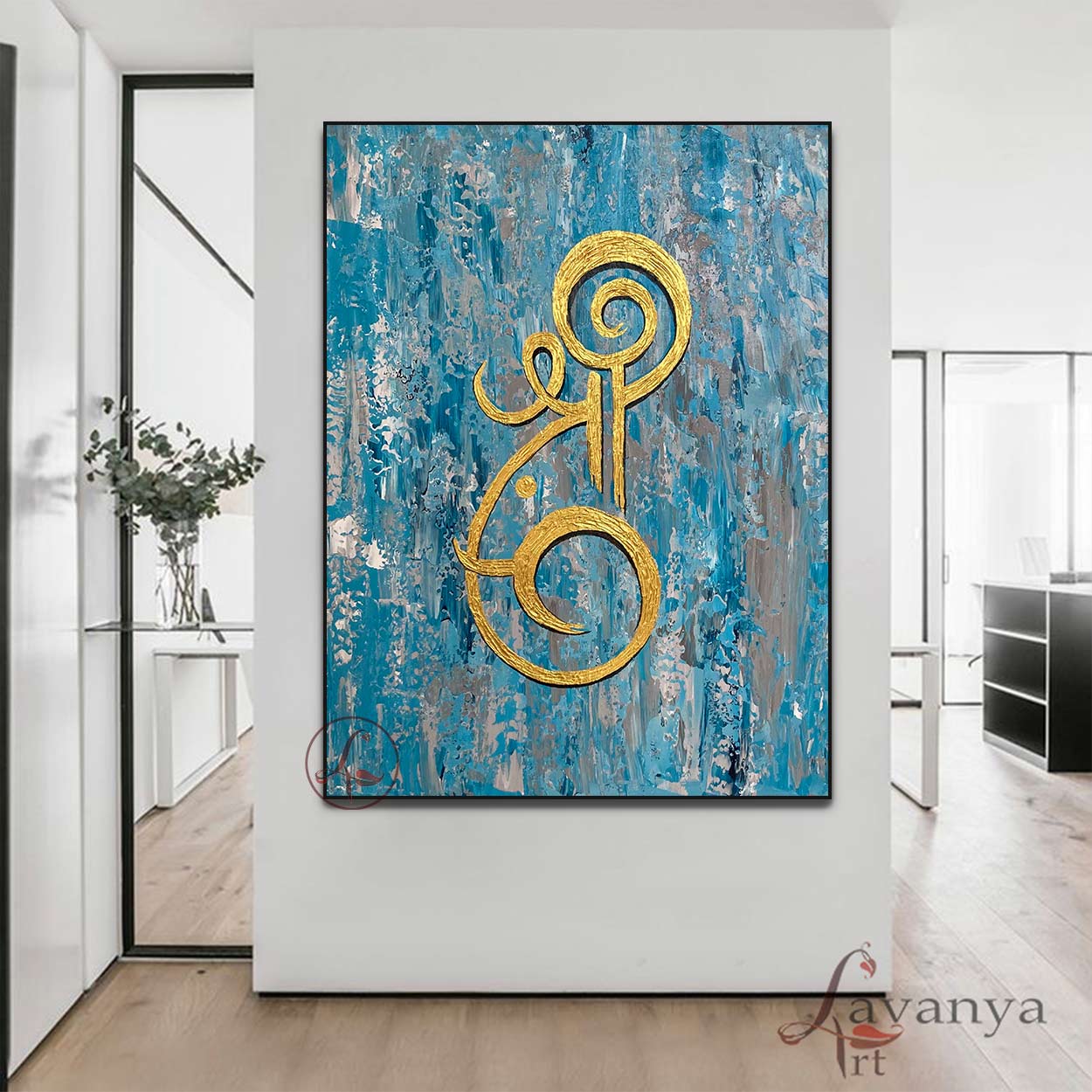 Ganapati Wall Art | Abstract Indian Canvas Painting